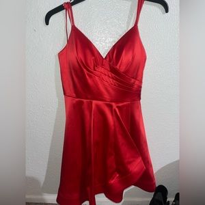 Red Satin A line Dress